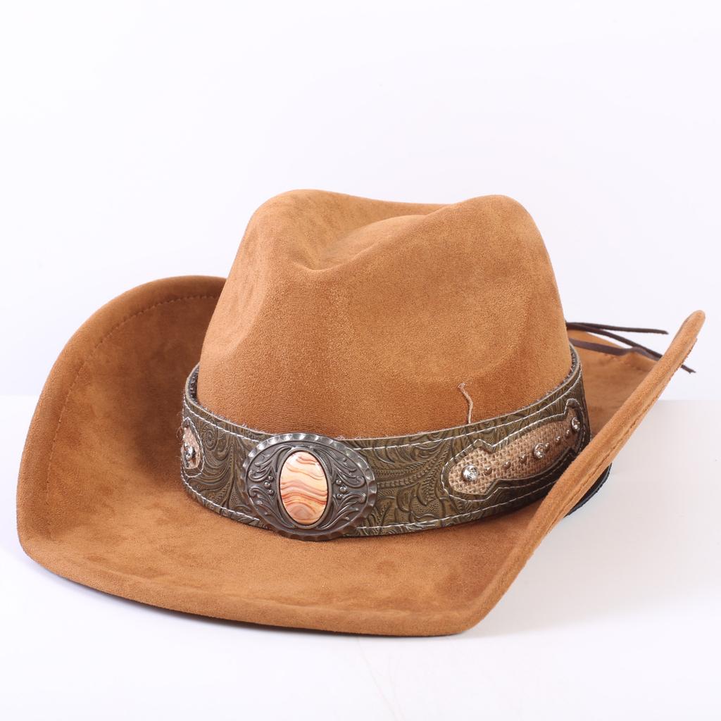 Popular European and American Classic Suede Western Cowboy Hat, Men's and Women's Fashion Big-brimmed Top Hat Shade