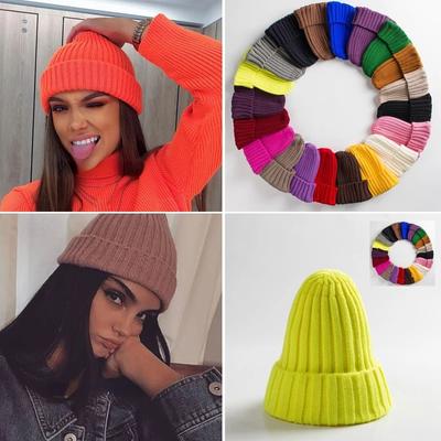 Damen Wintermützen Unisex Mütze Baumwollmischungen Einfarbig Warm Weich HIP HOP Strickmützen Herren Wintermützen Damen Beanies für Mädchen EMA