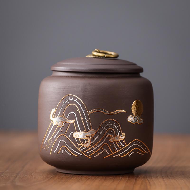 Coarse Pottery Tea Pot Ceramic Tea Container Living Room Coffee Table Decoration Accessories Home Tea Storage Box 750ML Gift