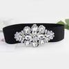 Korean Style Elastic Cummerbunds Flower Rhinestone Waist Belt Casual Women Waistband  Sweater