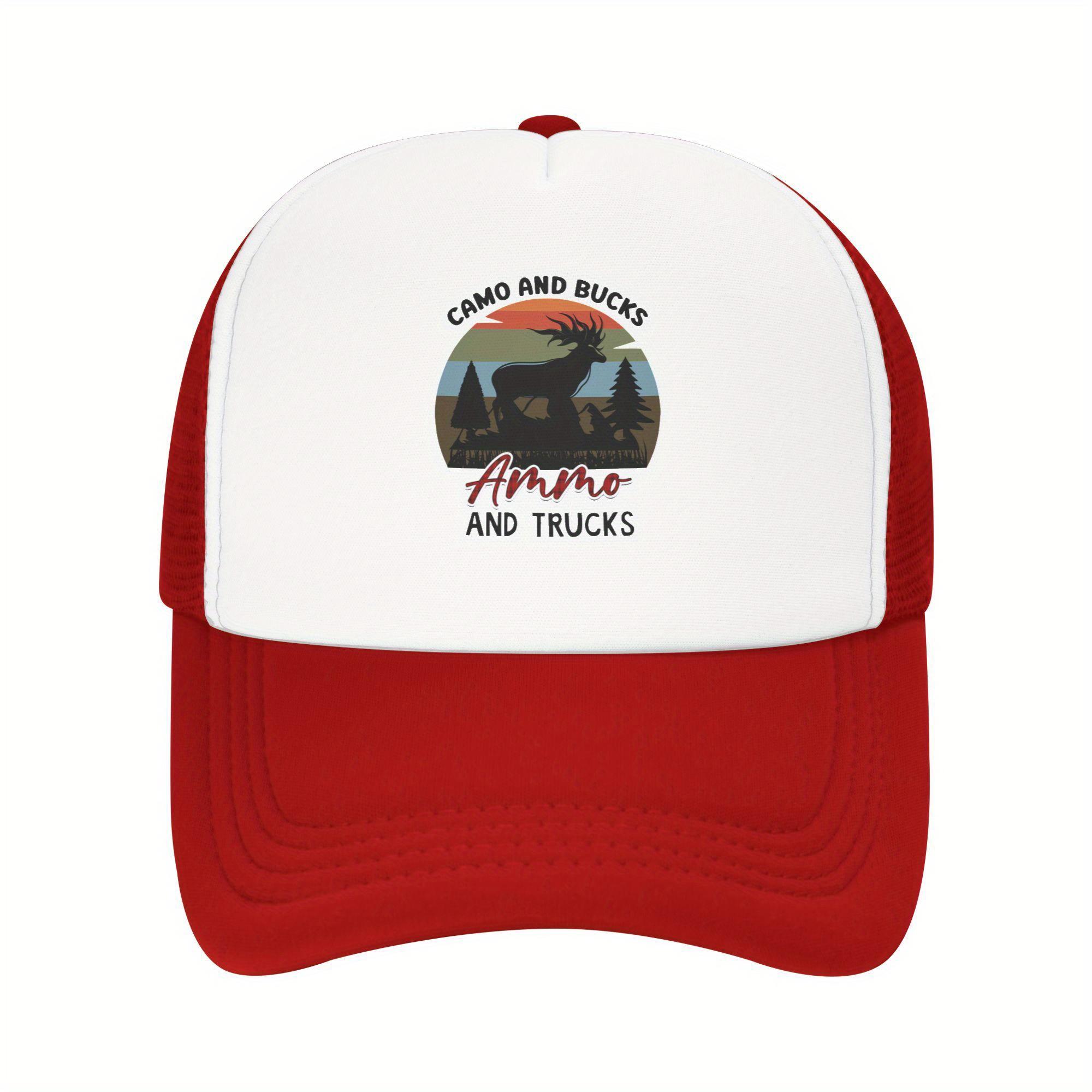 

Camo and Bucks Ammo Trucks Trucker Hat Mesh Back Baseball Cap Hunting Outdoor Casual Adult One Size