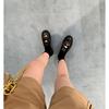 Sheepskin Version~ British Genuine Leather Thick-soled Black Small Leather Shoes Women's Gold Coins Lazy One-pedal Flat-soled Single Shoes