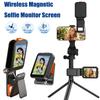 Bezprzewodowy magnetyczny ekran monitora selfie do telefonu ze klipsem do smartfona, tylna kamera, selfie, vlog, transmisja na żywo dla iPhone'a Androida