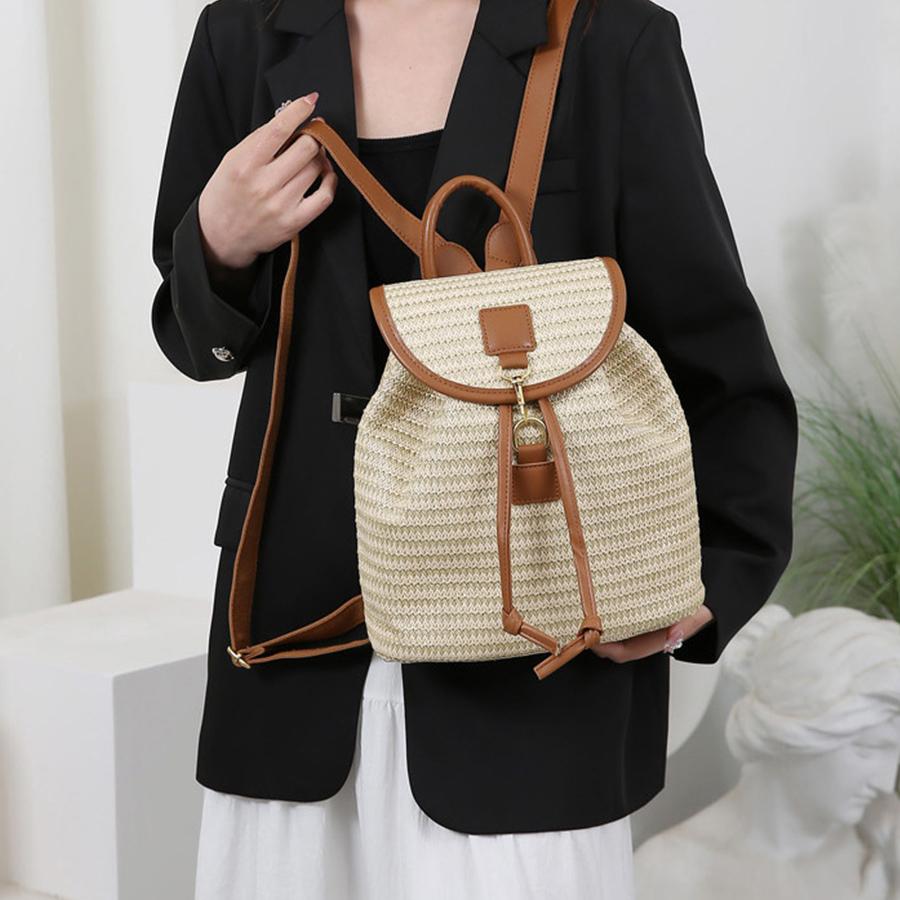 Women's Straw Backpack Summer Boho Bohemian Hollow Shoulder Bag Hobo Crochet Woven Travel Bags for Women Knitted Beach Back Pack