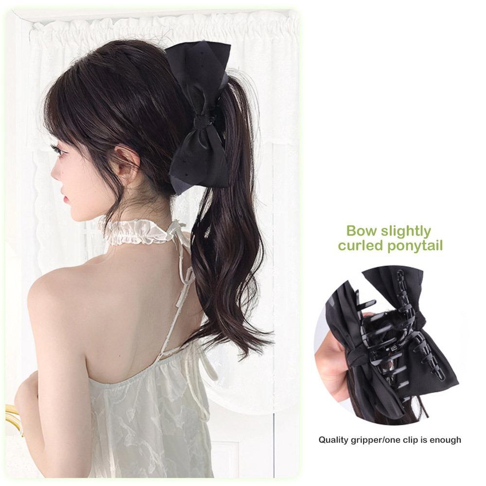 

Многоцветный бант, боковой хвост с бантом, дизайн с бантом, кудрявый хвост, новая кудрявая прическа, женская прическа Black Bow коричневый/чёрный