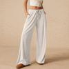 Women's Color Elastic Waist Wide Leg Pants, Casual Trousers for Daily Wear
