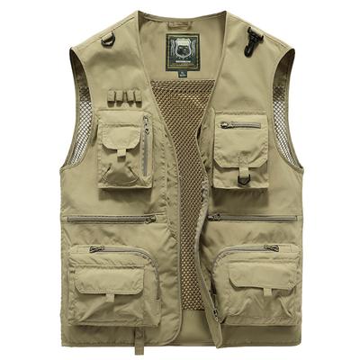 Men's Summer Outdoor Workwear Vest with Multiple Pockets, Slim Shoulder Design, Fishing Photography Vest, Jacket