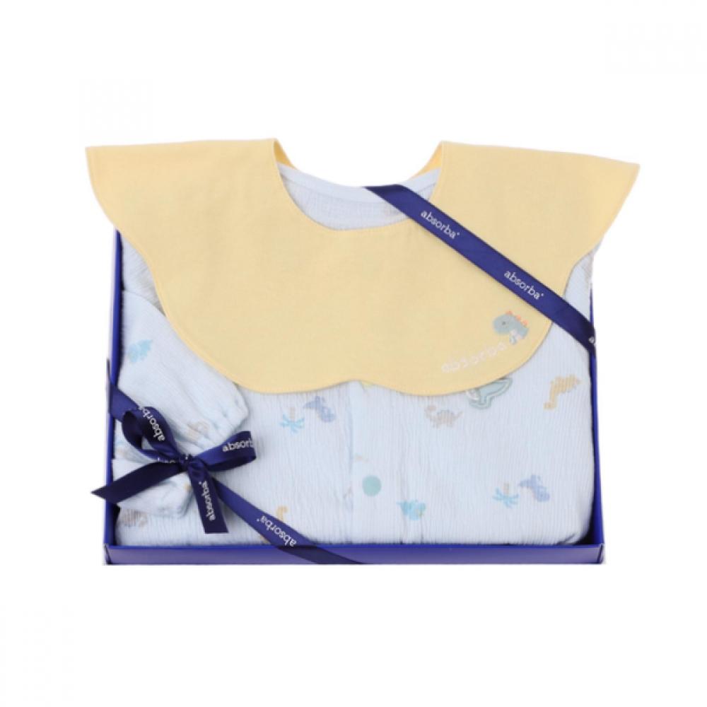 Absorba Bib Set + Longs Yoru Bodysuit A1110632 Blue/75(3-6M)