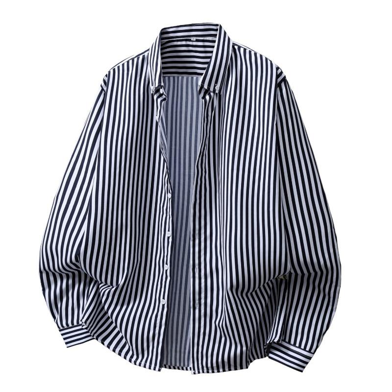 Men S Loose Striped Long Sleeve Casual Shirt