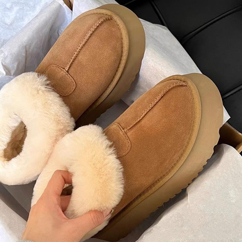 White thick-soled fur integrated warm snow boots women's shoes 2025 new autumn and winter plush thickened fluffy shoes
