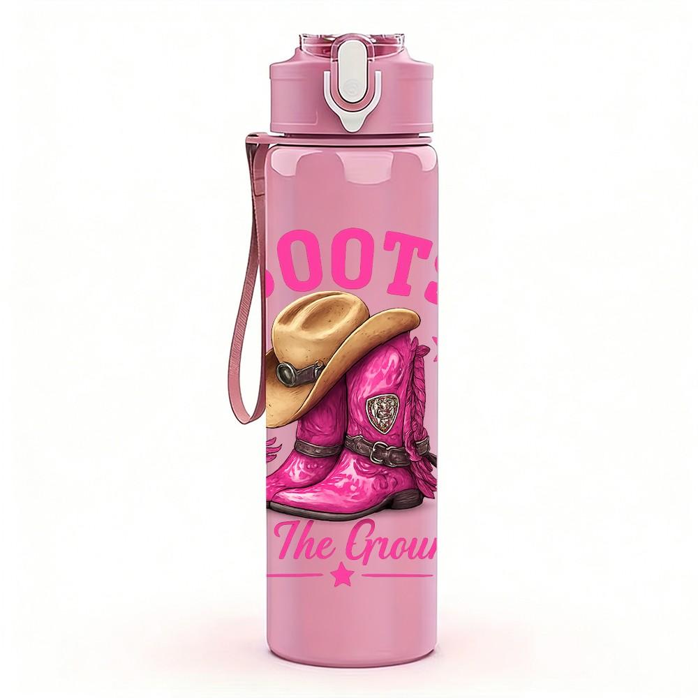 1PC Cowgirl Western Boots 750ml Color Plastic Sports Water Bottle Leakproof Flip Straw Lid Suitable for Sports Office Home Use
