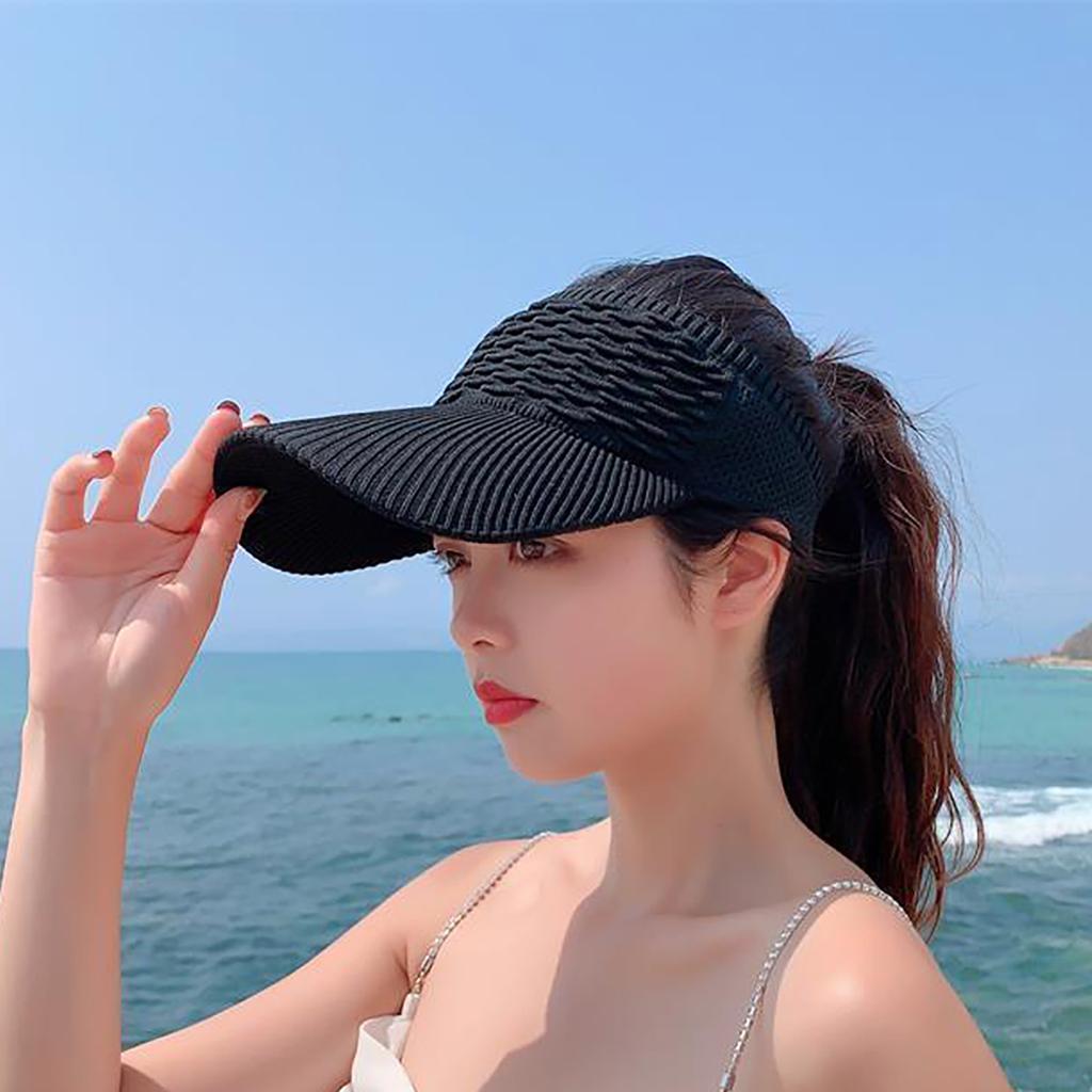 Women's Open-Top Sunshade Hat Adjustable Breathable Sun Visors for Golf Cycling Fishing Tennis Running