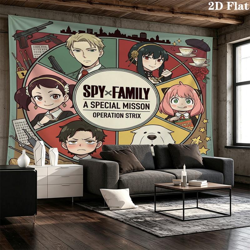 Spy Family Wall Tapestry Aesthetic Wall Hanging Printed Fabric Blanket Decorative Tapestries For Bedroom Living Room Home Decor