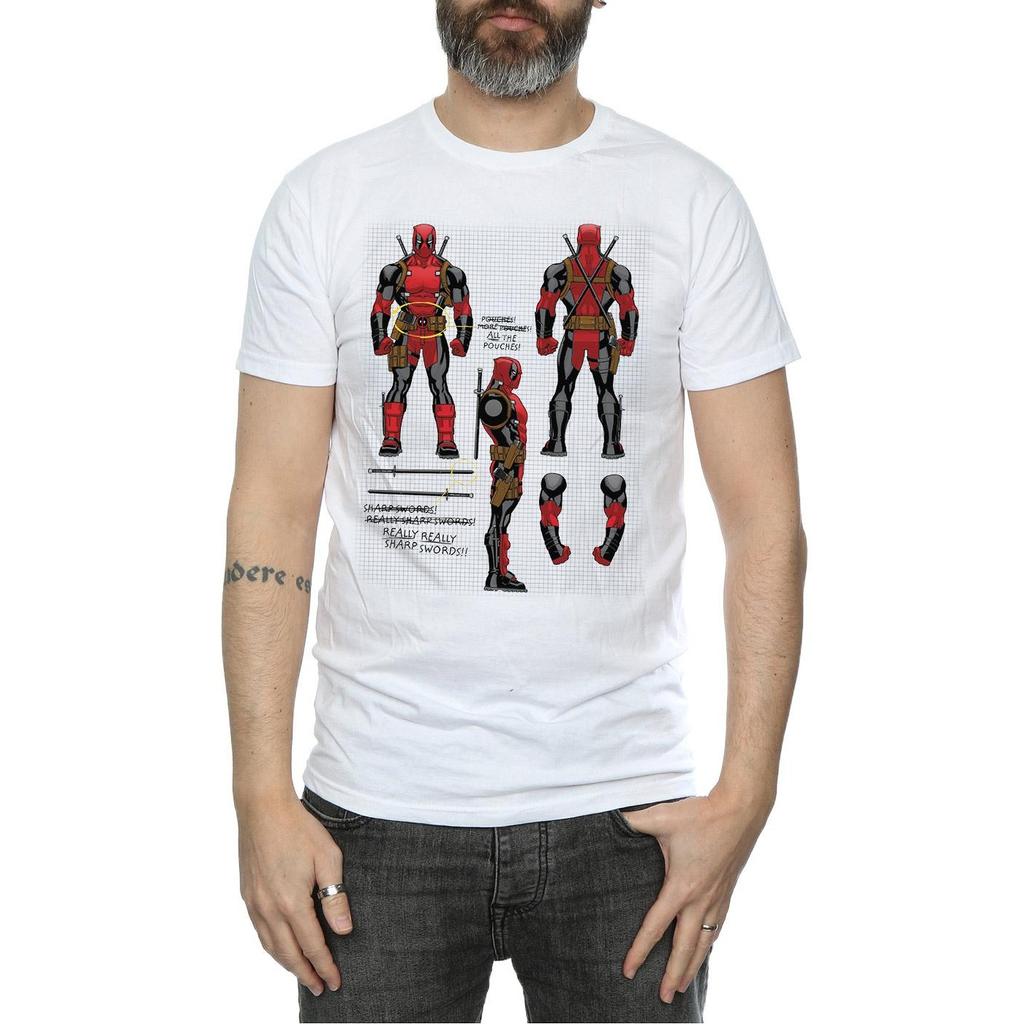Marvel Mens Deadpool Action Figure Plans T-Shirt