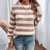 Sweaters For Women  R-neck Striped Cute Color Block Fall Winter Knitted Pullover Tops