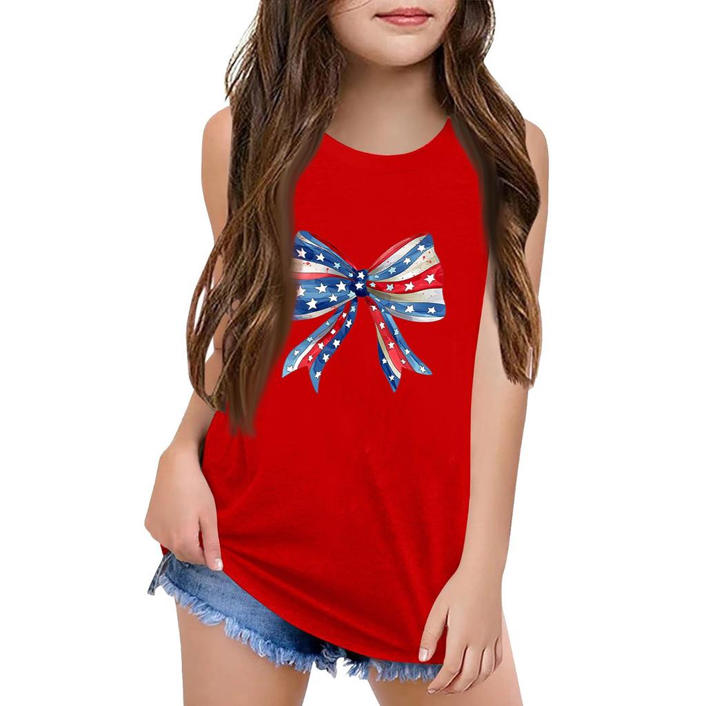 Girls  Kids Summer Crewneck Sleeveless Shirts Tank Tops
