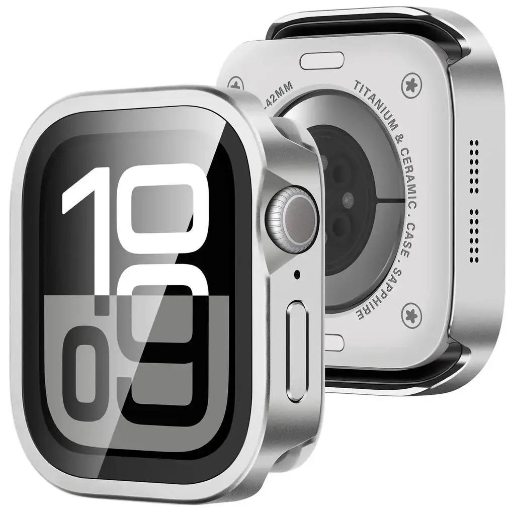 

Metal Case Waterproof Aluminum Alloy Full Protector Case for Apple Watch Ultra 3 49mm 11 10 46 42mm For Iwatch 987654SE 44 45MM For Series 11 42mm серебряный
