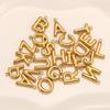 3Pcs Initial Charms 3D Stainless Steel English Letter Pendant 18K Gold Color PVD Plated Bubble Alphabet Charm DIY Jewelry Making