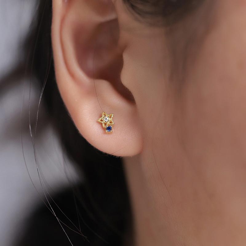 925 Sterling Silver French Simple Hollow Star Stud Earrings Women Light Luxury Temperament Wedding Jewelry Gift