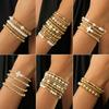 Hip Hop Styles Crosses Pendant Beaded Bracelet Set With Imitation Pearls for Layer Stackable Jewelry Gifts