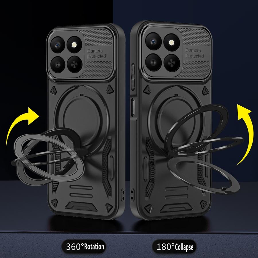 Solid Armor Shockproof Magnetic Case For Honor X7d X9d X9C Smart 400 Pro Magic 7 Lite Magic7 Car Holder Ring Stent Phone Cover