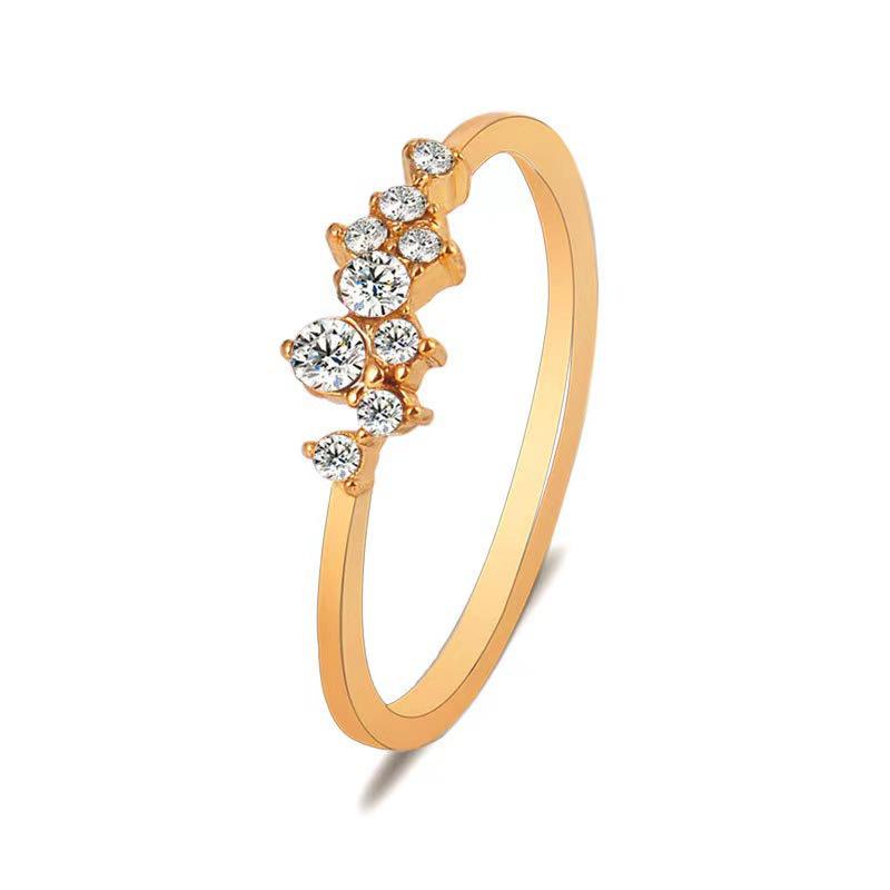 

18k Gold Electroplated Nine Diamond Women s Pinky Ring Size 6 золотий