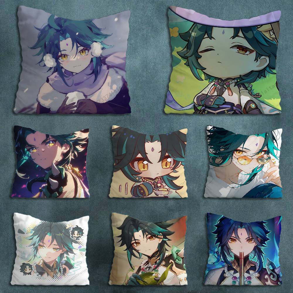 Cute XXiao Genshin Impact Pillowcase for Sofa Room Office Decor Printing Merchandise AllMatch Cushion Cover