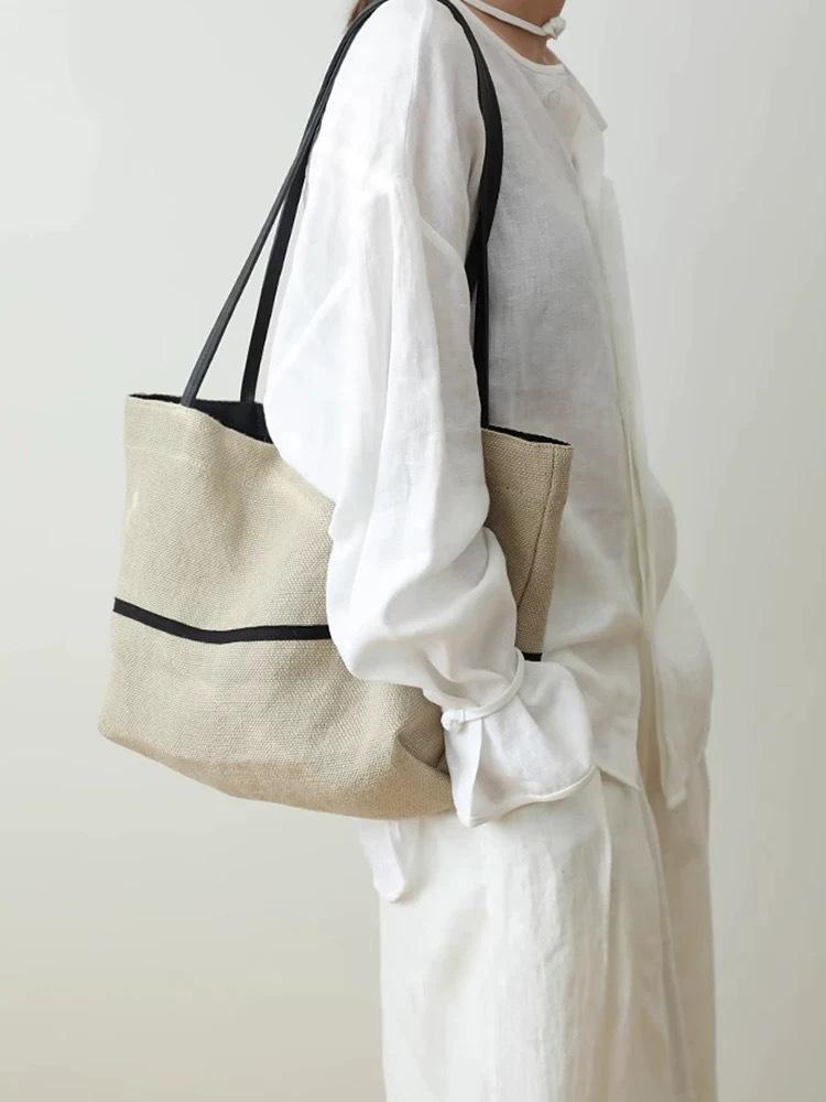 New simple casual roving rain dew hemp versatile niche single shoulder fashion large capacity tote armpit bag