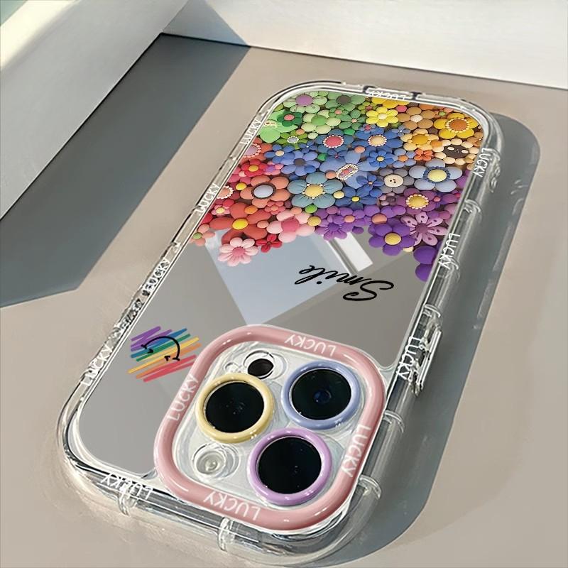 Rainbow Smiley Face Suitable for Mobile Phone Case Iphone16promax Mirror Apple 15 Full Cover Anti-fall 14/13/11
