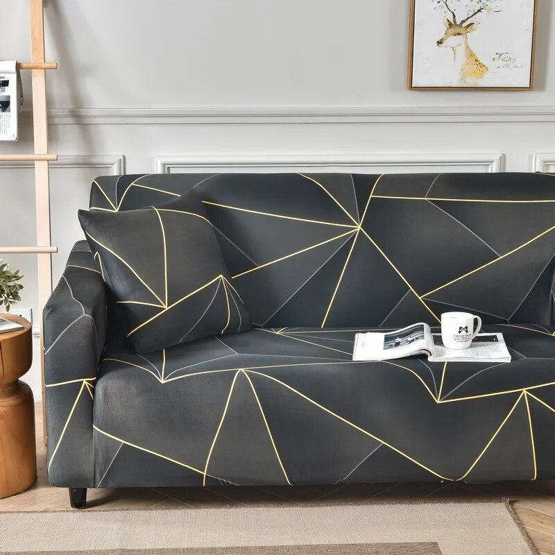 Geometrischer elastischer Sofabezug für Wohnzimmer, Couchbezug, hochelastischer Sofabezug, Möbelschutz, alle Bezüge, Heimdekoration