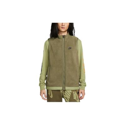 Gilet d'hiver en polaire avec logo brodé, col montant, hauts pour hommes vert DQ4899-222