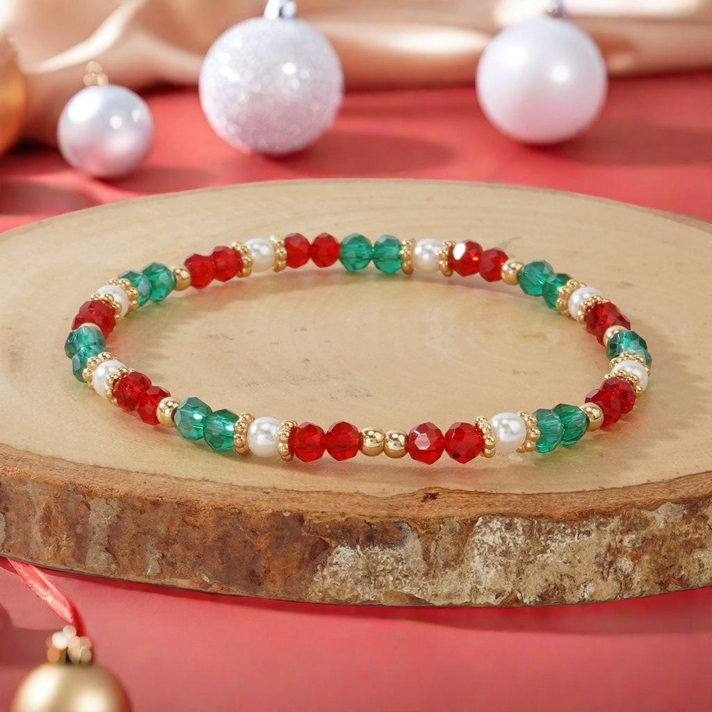 Festive Multilayer Christmas Crystal Bracelet: Exquisite, Colorful Holiday Jewelry