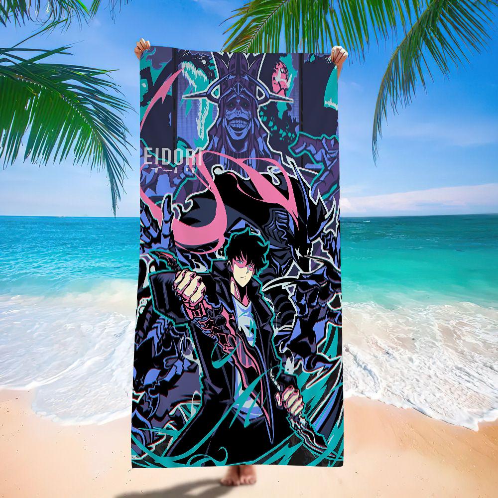 Anime Solo Leveling Microfiber Beach Towel Absorbent Quick Dry Soft Yoga Swimming Resort Mountain Climbing Towel