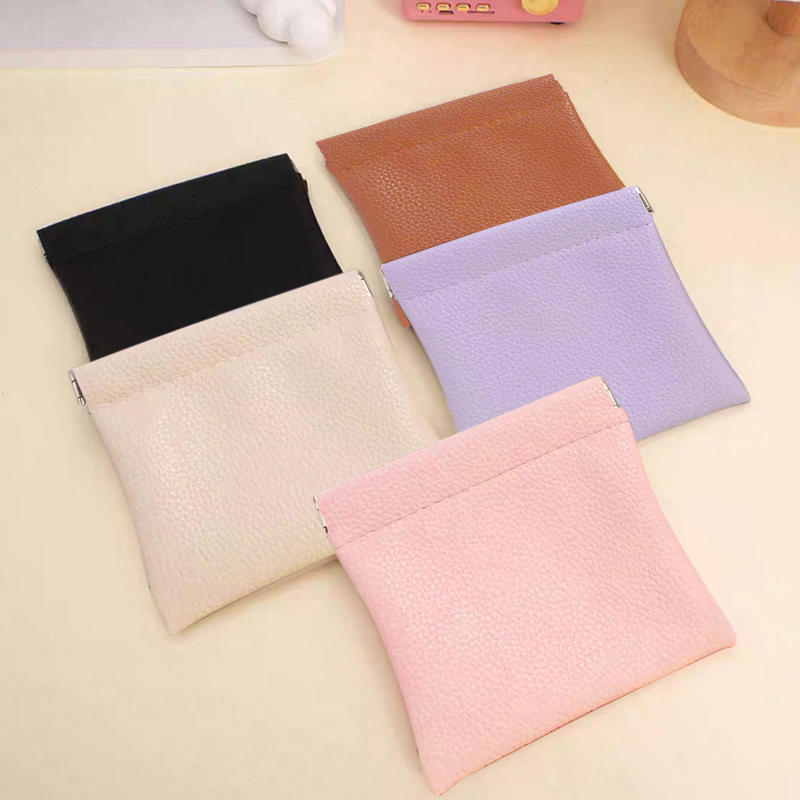 Self-closing PU Leather Coin Purse Passport Driver's License Document Holder Data Cable Cosmetic Bag Lipstick Storage