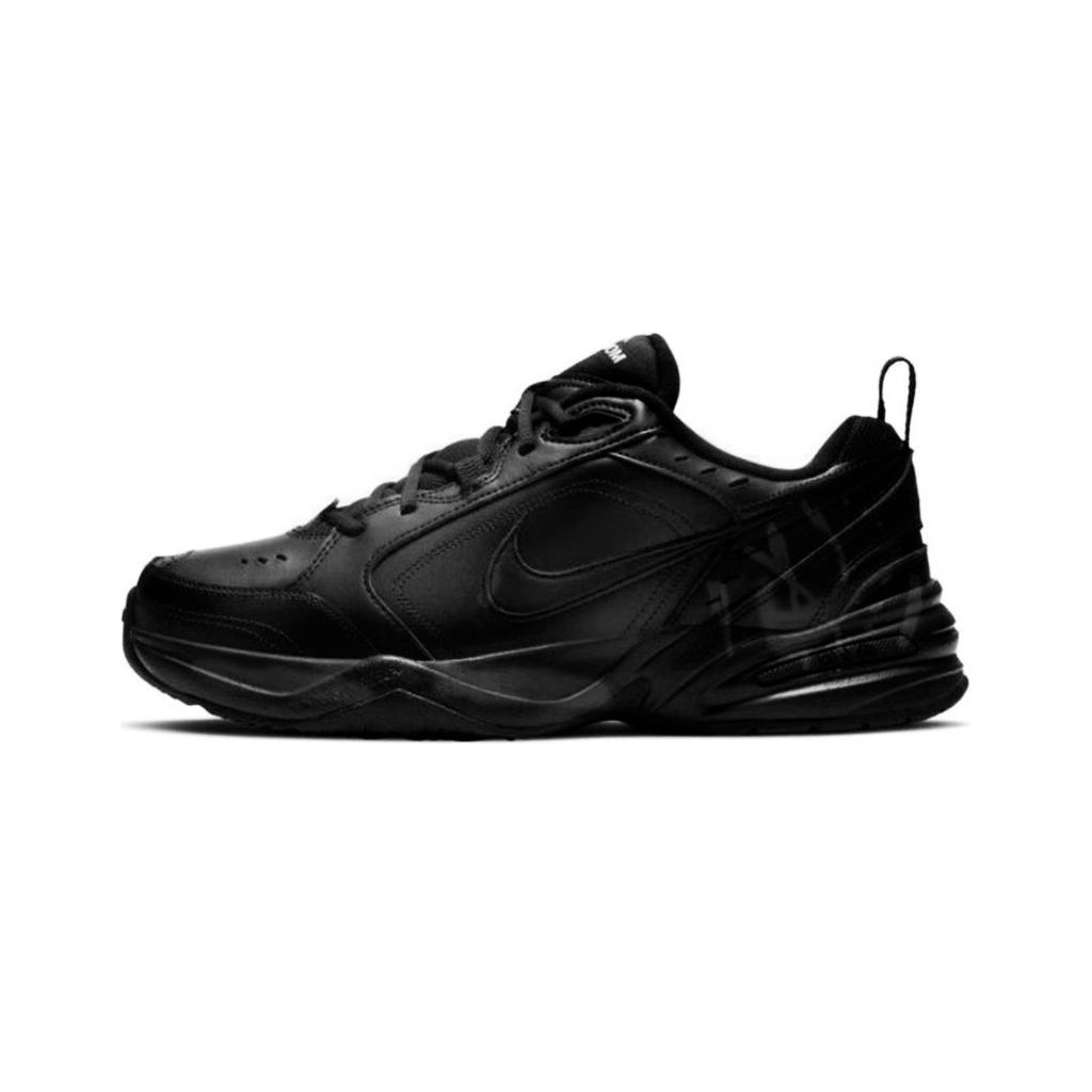 Nike Air Monarch 4 Slip Resistant, Abrasion Resistant, Lightweight Low Top Chunky Sneakers Unisex Black Silver 415445-001(Team129-)