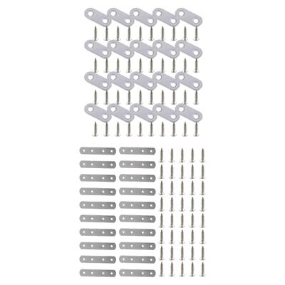 20 pièces Équerres Plates Droites Solides en Acier Inoxydable Plaques de Répare Accessoire pour la Maison pour Meubles en Bois Usage Quotidien