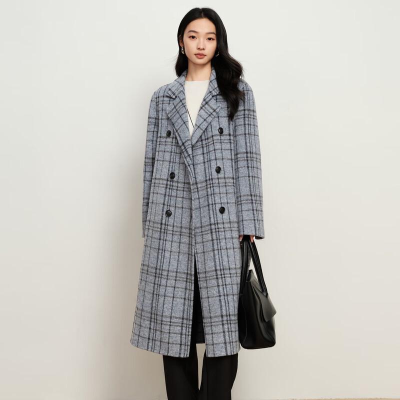 Elva' Island Women's Plaid Double-Sided Wool Blend Coat