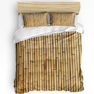 Copripiumino Pianta Bamboo Retro Shabby Set Biancheria da Letto Matrimoniale Tessile per la Casa Copripiumino Federe Set Biancheria da Letto per Camera da Letto Senza Lenzuolo