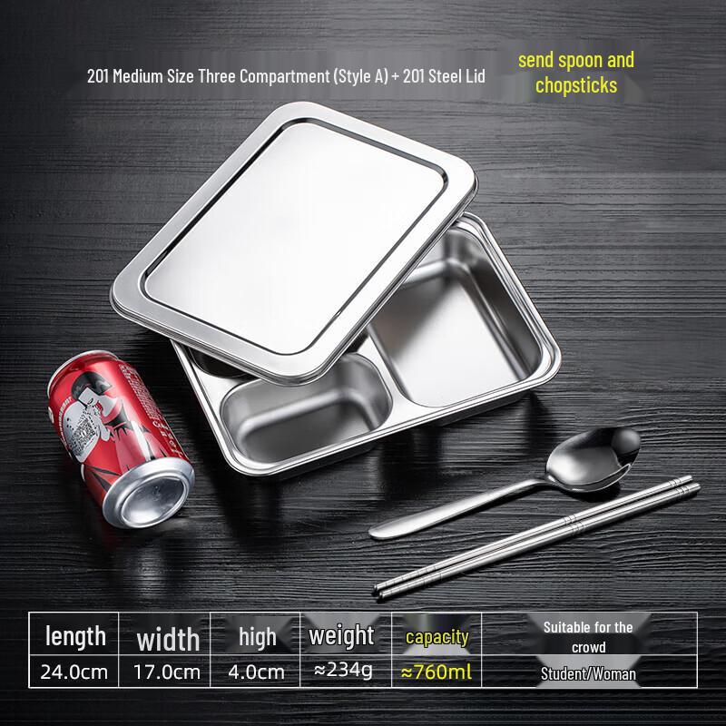 

Food-Grade Stainless Steel Divided Lunch Tray