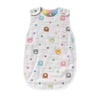 De Gauze Bear Pattern Sleeper Cold Protection To Baby Cotton Made In Japan K 58 X 35 Cm [Creme Coco] 6-layer [Soft/Easy Familiar] 100% (Ivory)