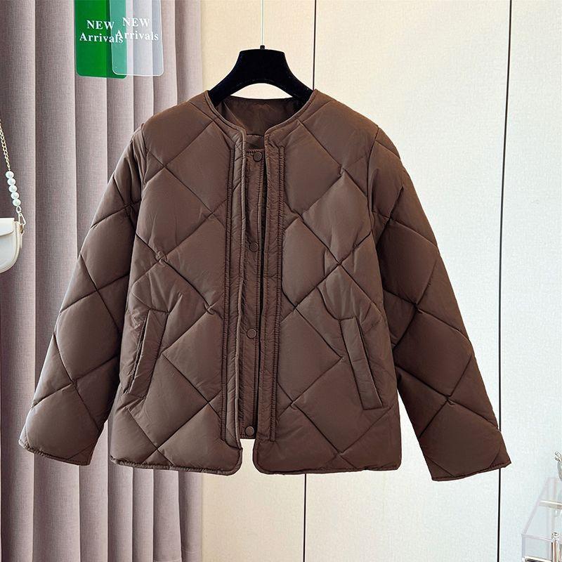Rhombus cotton-padded clothes women's short winter new cotton-padded jackets retro feeling small fragrant cotton-padded jackets trendy