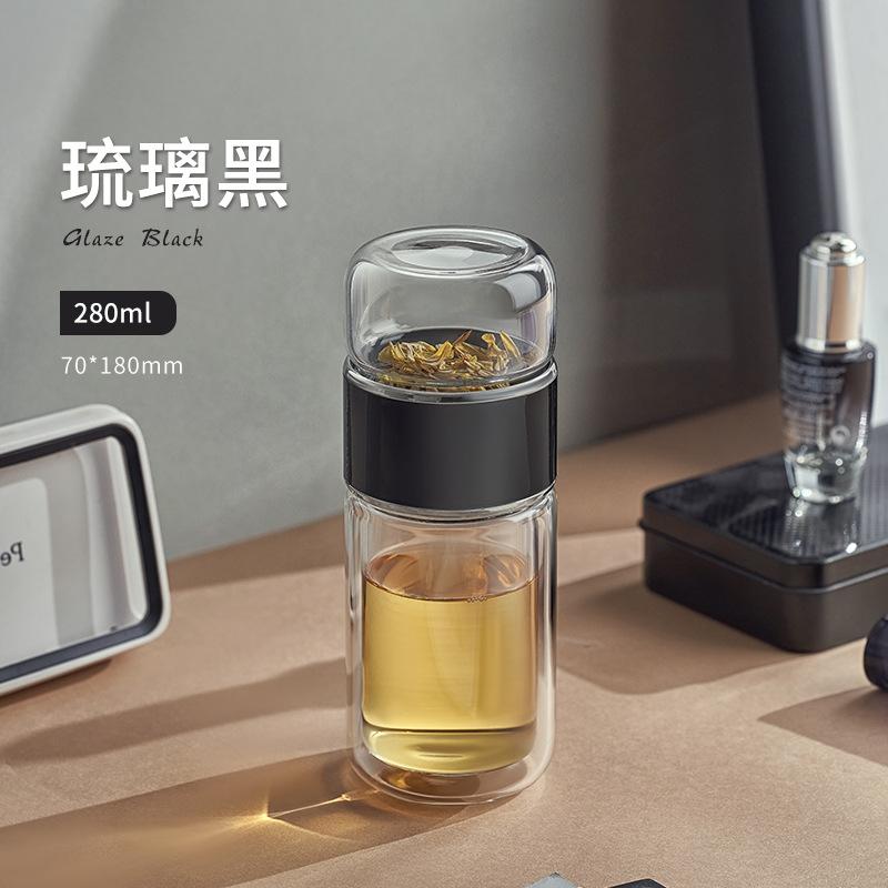 1pc Double-Walled Glass Tea Infuser Bottle - Insulated, Heat-Resistant, Portable with Tea Separation Functionality, Reusable for Home & Travel