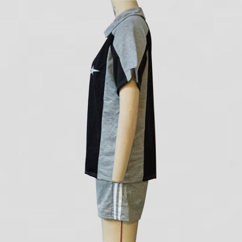 Damen Sommer Sport Easy Freizeit Polo Mit Buchstaben Stickerei Farben Choli Hosen Anzug