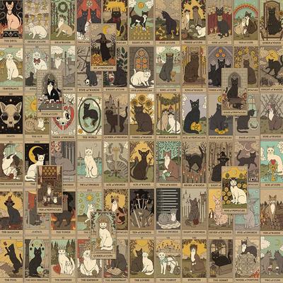 72 Adet Kedi Tarot Pai Graffiti Çıkartmaları Dekoratif Bagaj Çantası Kalem Gitar Defter Su Geçirmez Yırtılabilir PVC Çıkartmalar