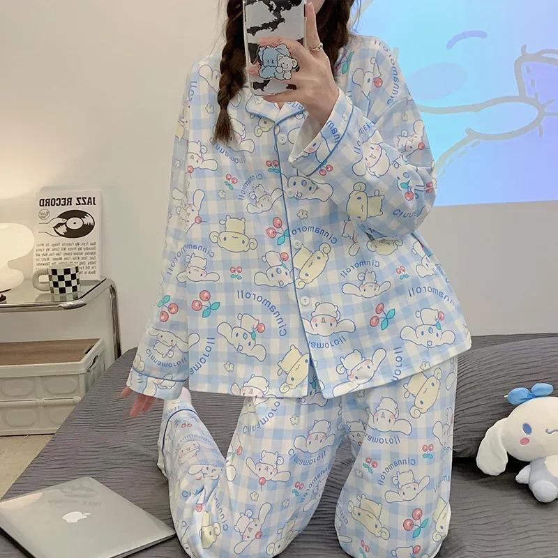 

Пижама из чистого хлопка с отворотом, удобная женская пижама, шелковая пижама, женский комплект домашней одежды M