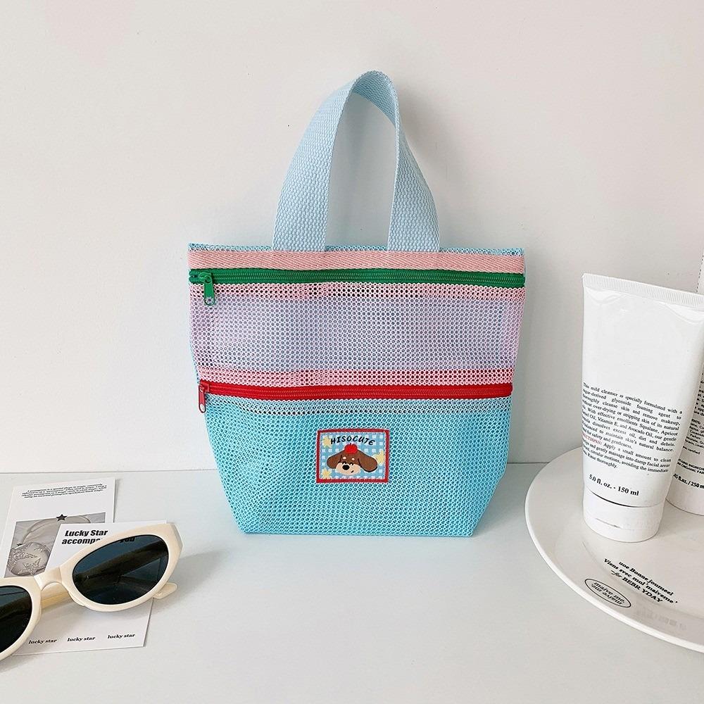 Casual Waterproof Mesh Tote Bag Multi-Pocket Large Capacity Makeup Handbag Multifunctional Lightweight Foldable Toiletry Bag