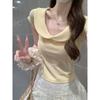 Kumikumi Sweet Style Cute Doll Collar Short sleeve T-shirt Women clothes Summer Slimming All-Match Age-Reducing Chic Top