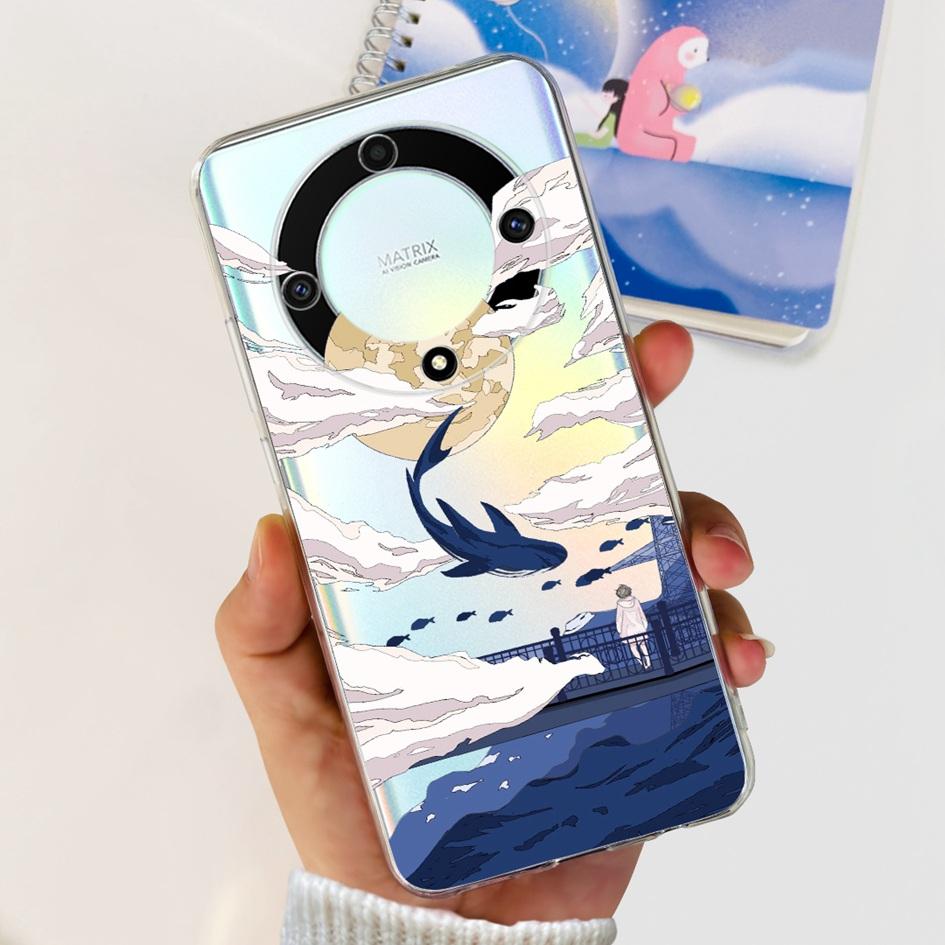 For Honor X9b 5G Case ALI-NX1 Popular Flower Soft Clear Silicon TPU Cover For Honor X9a RMO-NX1 HonorX9 ANY-NX1 Shockproof Funda