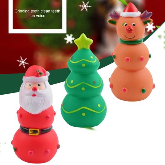 Interactive Christmas Pet Toy Bite-Resistant Teeth-Cleaning Built-in Sound Squeaker Rubber Toy for Dogs