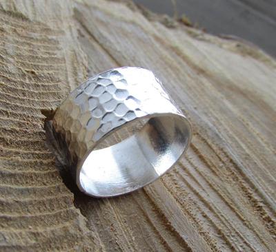 Spinner Ring, 925 Sterling Silver Ring for Women, Boho Chunky Ring, Wide Band Fidget Ring, Hammered Handmade Meditation Ring, Valentine's Day Gift
